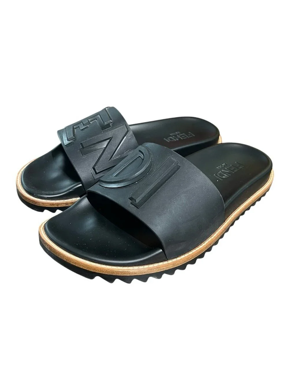 Fendi Blk Vocabulary Sandals 7X1148 Shark Sole
